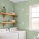 Papel de Parede Branco com Estampa Botânica Asiática, Vinil Autoadesivo, Revestimento Decorativo Fácil para Quarto e Sala, Verde - S4Sassy 63,5 cm (L) × 304,8 cm (C) / Verde - Vinil Liso