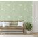 Papel de Parede Branco com Estampa Botânica Asiática, Vinil Autoadesivo, Revestimento Decorativo Fácil para Quarto e Sala, Verde - S4Sassy 63,5 cm (L) × 609,6 cm (C) / Verde - Vinil Liso