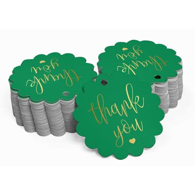 Etiquetas Pendentes de Agradecimento para Chá de Noiva, para Garrafas, Metalizadas, para Lembrancinhas - Inkdotpot 100 Etiquetas Metalizadas / Verde - Dourado