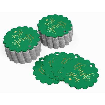 Etiquetas Pendentes de Agradecimento para Chá de Noiva, para Garrafas, Metalizadas, para Lembrancinhas - Inkdotpot 100 Etiquetas Metalizadas / Verde - Dourado