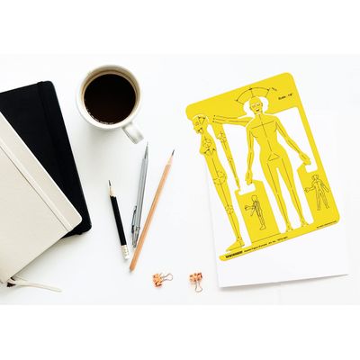 Traceease Estêncil de Corpo Feminino — Contorno Frontal e Lateral para Referência Anatômica, Costura, Moldes e Moda - IBA Crafts Amarelo