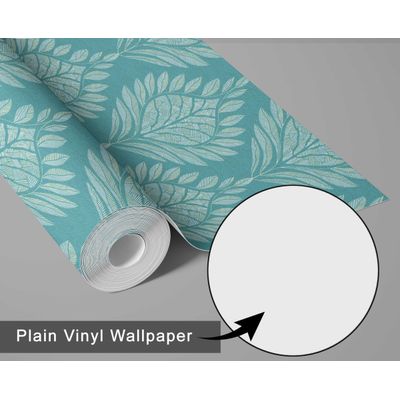 Papel de Parede Motivo de Folhas Estilo Asiático, Vinil Autoadesivo, Decorativo, Fácil Aplicação Para Quarto e Sala - Verde - S4Sassy 63,5 cm (L) × 152,4 cm (C) / Verde - Vinil Liso