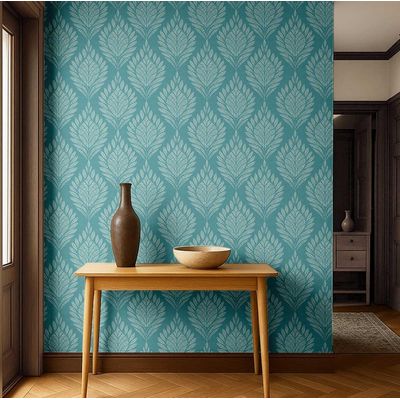 Papel de Parede Motivo de Folhas Estilo Asiático, Vinil Autoadesivo, Decorativo, Fácil Aplicação Para Quarto e Sala - Verde - S4Sassy 63,5 cm (L) × 152,4 cm (C) / Verde - Vinil Liso