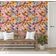 Papel de Parede Autoadesivo Removível, Mural Tropical Aquarela Jardim de Lírios Multicolorido para Banheiro, Lavanderia e Closet - S4Sassy 63,5 cm (L) × 914,4 cm (C) / Multicolorido - Vinil Liso