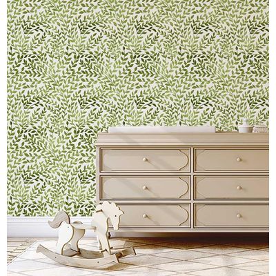 Adesivo de Parede Removível Impermeável Estampa Botânica Vermelho/Cinza, Papel Contact Vinílico Autoadesivo - Verde - S4sassy 63,5 cm (L) × 304,8 cm (C) / Verde - Vinil Texturizado
