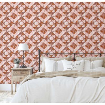 Papel Vinílico Autoadesivo Estampa Floral Geométrica, Mural Asiático, Renovação Rápida para Banheiro, Lavanderia e Closet, Marrom - S4Sassy 63,5 cm (L) × 914,4 cm (C) / Marrom - Vinil Liso