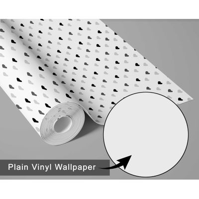 Papel de Parede Estampa de Corações para Paredes Brancas, Vinil Autoadesivo, Revestimento, Aplicação Fácil para Quarto e Sala - S4Sassy 63,5 cm (L) × 304,8 cm (C) / Branco - Vinil Liso