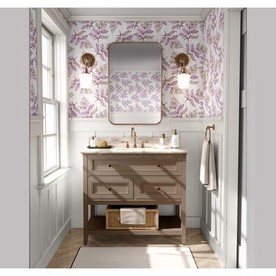 Papel de Parede Autoadesivo com Estampa de Samambaia Botânica Rosa, Vinil Removível DIY para Parede de Entrada, Decoração - S4sassy 63,5 cm (L) × 304,8 cm (C) / Rosa - Vinil Liso