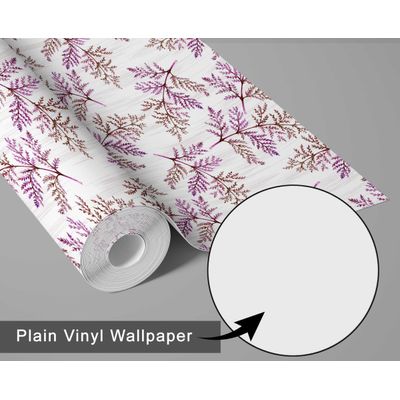 Papel de Parede Autoadesivo com Estampa de Samambaia Botânica Rosa, Vinil Removível DIY para Parede de Entrada, Decoração - S4sassy 63,5 cm (L) × 304,8 cm (C) / Rosa - Vinil Liso