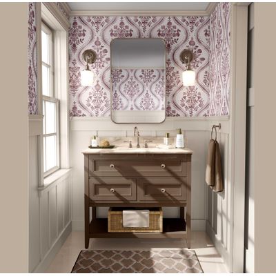 Papel de Parede Floral Royal Estilo Asiático, Vinílico Autoadesivo, Fácil de Aplicar (DIY) para Quarto e Sala, Rosa - S4Sassy 63,5 cm (L) × 609,6 cm (C) / Rosa - Vinil Liso