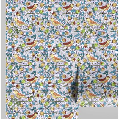 Papel de Parede Autoadesivo, Pássaros e Frutas, Amarelo, Vinil Removível DIY, para Parede de Destaque na Entrada, Decoração Fácil - S4Sassy 63,5 cm (L) × 304,8 cm (C) / Amarelo - Vinil Liso