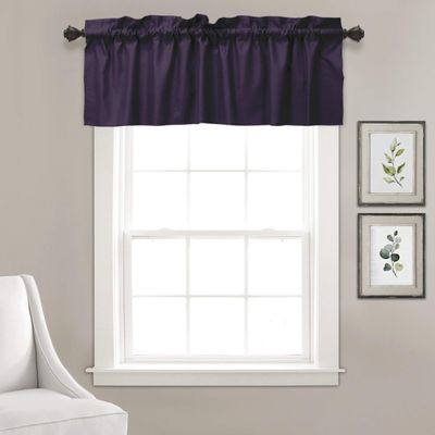 Bandô Decorativo de Algodão Liso com Passante para Varão, Meia Cortina para Janela de Cozinha - Vargottam 45,7 Cm (L) × 142,2 Cm (C) – 1 Painel / Roxo