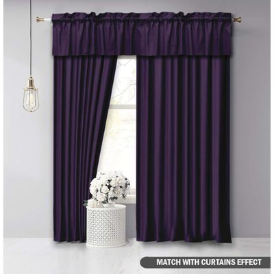 Bandô Decorativo de Algodão Liso com Passante para Varão, Meia Cortina para Janela de Cozinha - Vargottam 45,7 Cm (L) × 142,2 Cm (C) – 1 Painel / Roxo