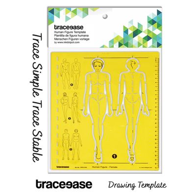 Estêncil de Figura Humana, Moldes Femininos Frente e Costas, Ferramenta Profissional para Ilustração e Esboço de Moda - Traceease Amarelo