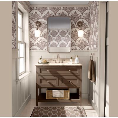 Papel de Parede Autoadesivo Removível Mural com Estampa Botânica em Arco Marrom para Parede de Entrada e Decoração de Escritório - S4sassy 63,5 cm (L) × 152,4 cm (C) / Marrom - Vinil Liso