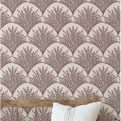 Papel de Parede Autoadesivo Removível Mural com Estampa Botânica em Arco Marrom para Parede de Entrada e Decoração de Escritório - S4sassy 63,5 cm (L) × 152,4 cm (C) / Marrom - Vinil Liso