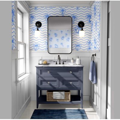 Papel de Parede Vinílico Autoadesivo Removível Estampa Ilha de Palmeiras Amarela para Banheiro, Lavanderia e Closet - S4Sassy 63,5 cm (L) × 152,4 cm (C) / Amarelo - Vinil Liso