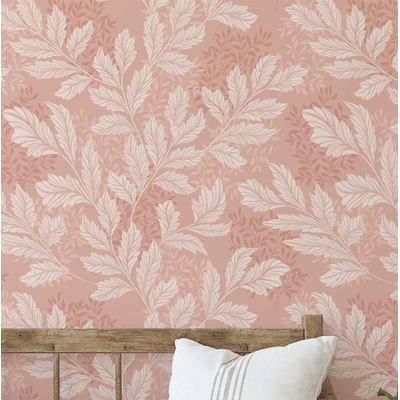 Papel de Parede Autoadesivo Motivo de Folhagem Clássico Laranja Vinil Removível DIY para Parede de Destaque do Hall de Entrada - S4sassy 63,5 cm (L) × 304,8 cm (C) / Laranja - Vinil Liso