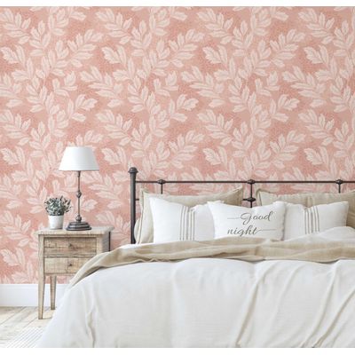 Papel de Parede Autoadesivo Motivo de Folhagem Clássico Laranja Vinil Removível DIY para Parede de Destaque do Hall de Entrada - S4sassy 63,5 cm (L) × 304,8 cm (C) / Laranja - Vinil Liso