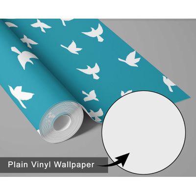 Papel de Parede Pássaros em Voo Azul, Vinil Autoadesivo, Adesivo Decorativo, Fácil Aplicação para Quarto, Sala e Ambientes - S4Sassy 63,5 cm (L) × 152,4 cm (C) / Azul - Vinil Texturizado