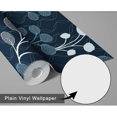 Papel de Parede Autoadesivo Vinil Removível Azul Estampa Floral de Botões, Parede de Destaque para Entrada e Escritório, Solução - S4sassy 63,5 cm (L) × 609,6 cm (C) / Azul - Vinil Texturizado