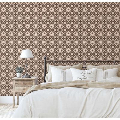 Papel de Parede Autoadesivo Flor da Vida, Contact Vinil Impermeável, Marrom, Removível, Ideal para Inquilinos, Quarto e Sala - S4Sassy 63,5 cm (L) × 304,8 cm (C) / Marrom - Vinil Texturizado