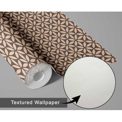 Papel de Parede Autoadesivo Flor da Vida, Contact Vinil Impermeável, Marrom, Removível, Ideal para Inquilinos, Quarto e Sala - S4Sassy 63,5 cm (L) × 304,8 cm (C) / Marrom - Vinil Texturizado