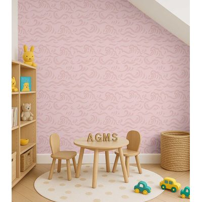 Papel de Parede Autoadesivo, Ondas Oceânicas, Contact Vinílico Impermeável Rosa, Removível Quarto/Bebê/Sala de Brincar - S4Sassy 63,5 cm (L) × 304,8 cm (C) / Rosa - Vinil Liso
