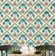 Papel de Parede Vinílico Autoadesivo Padrão Floral em Diamante, Estilo Asiático, Fácil para Quarto e Salas - Verde - S4Sassy 63,5 cm (L) × 609,6 cm (C) / Verde - Vinil Liso