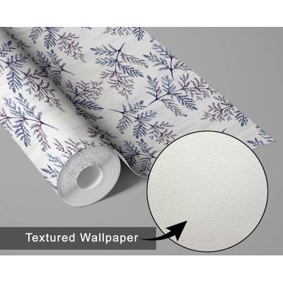 Papel de Parede Autoadesivo Vinílico Estampa Samambaia Botânica Azul Removível para Parede de Entrada, Solução Fácil de Decoração - S4sassy 63,5 cm (L) × 152,4 cm (C) / Azul - Vinil Texturizado