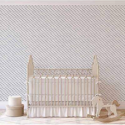 Papel de Parede Pontilhado Ondulado Branco, Vinil Autoadesivo, Fácil de Aplicar para Quarto Infantil e Sala de Brincar - S4Sassy 63,5 cm (L) × 914,4 cm (C) / Branco - Vinil Liso