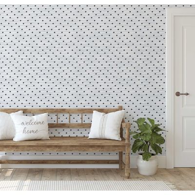 Papel de Parede Pontilhado Ondulado Branco, Vinil Autoadesivo, Fácil de Aplicar para Quarto Infantil e Sala de Brincar - S4Sassy 63,5 cm (L) × 914,4 cm (C) / Branco - Vinil Liso