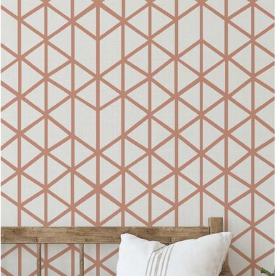 Papel de Parede Autoadesivo Estampa Cubo Geométrico Contact Impermeável Laranja Removível para Locatários, Quarto e Sala de Jantar - S4sassy 63,5 cm (L) × 152,4 cm (C) / Laranja - Vinil Liso