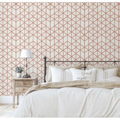 Papel de Parede Autoadesivo Estampa Cubo Geométrico Contact Impermeável Laranja Removível para Locatários, Quarto e Sala de Jantar - S4sassy 63,5 cm (L) × 152,4 cm (C) / Laranja - Vinil Liso
