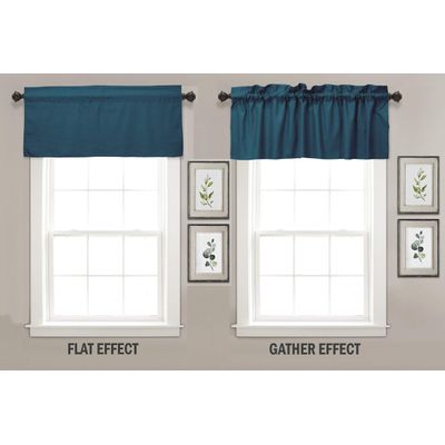 Bandô de Algodão Liso Decorativo com Passante para Varão, Meia Cortina para Janela de Cozinha - Vargottam 45,7 Cm (L) × 142,2 Cm (C) – 1 Painel / Azul
