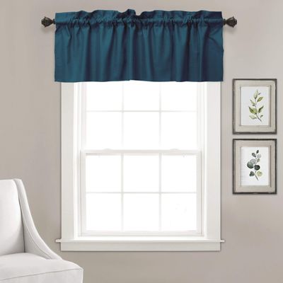 Bandô de Algodão Liso Decorativo com Passante para Varão, Meia Cortina para Janela de Cozinha - Vargottam 45,7 Cm (L) × 142,2 Cm (C) – 1 Painel / Azul