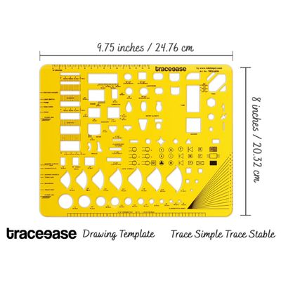 Gabarito Arquitetônico Traceease para Interiores (Cozinha e Banheiro), Estêncil Plástico Medidor, 24,7 cm x 20,3 cm - IBA Crafts Amarelo
