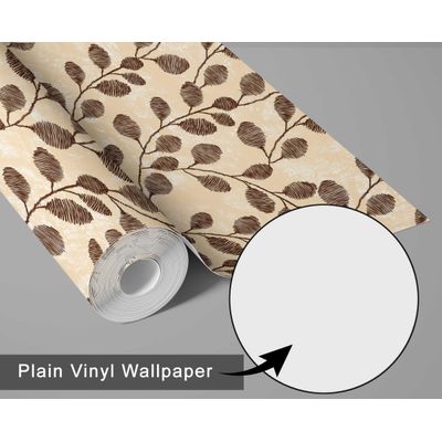 Papel de Parede Autoadesivo Folhagem Plumada Vinílico Impermeável Laranja Removível para Inquilinos Quarto/Sala de Jantar - S4Sassy 63,5 cm (L) × 152,4 cm (C) / Laranja - Vinil Texturizado