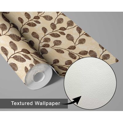 Papel de Parede Autoadesivo Folhagem Plumada Vinílico Impermeável Laranja Removível para Inquilinos Quarto/Sala de Jantar - S4Sassy 63,5 cm (L) × 152,4 cm (C) / Laranja - Vinil Texturizado