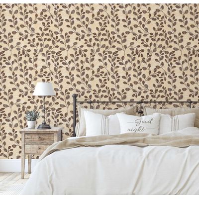 Papel de Parede Autoadesivo Folhagem Plumada Vinílico Impermeável Laranja Removível para Inquilinos Quarto/Sala de Jantar - S4Sassy 63,5 cm (L) × 152,4 cm (C) / Laranja - Vinil Texturizado