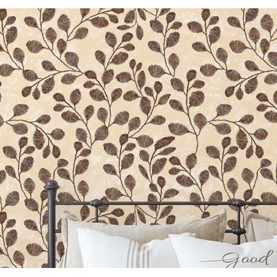 Papel de Parede Autoadesivo Folhagem Plumada Vinílico Impermeável Laranja Removível para Inquilinos Quarto/Sala de Jantar - S4Sassy 63,5 cm (L) × 152,4 cm (C) / Laranja - Vinil Texturizado