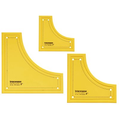 Conjunto de 3 Moldes/Estênceis Drunkard's Path para Quilt/Patchwork 7,6/10,2/12,7 cm DIY Costura - Traceease Amarelo