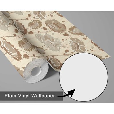 Papel de Parede Flores em Flor Bege Vinílico Autoadesivo, Decorativo, Fácil Aplicação para Quarto, Sala e Ambientes - S4Sassy 63,5 cm (L) × 609,6 cm (C) / Bege - Vinil Liso