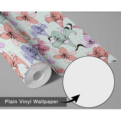 Papel de Parede Autoadesivo, Estampa Lírio Botânico, Contact Vinílico Impermeável Removível, Tons Pastel, Quarto e Sala de Jantar - S4sassy 63,5 cm (L) × 609,6 cm (C) / Verde - Vinil Texturizado