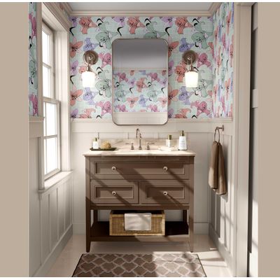 Papel de Parede Autoadesivo, Estampa Lírio Botânico, Contact Vinílico Impermeável Removível, Tons Pastel, Quarto e Sala de Jantar - S4sassy 63,5 cm (L) × 609,6 cm (C) / Verde - Vinil Texturizado