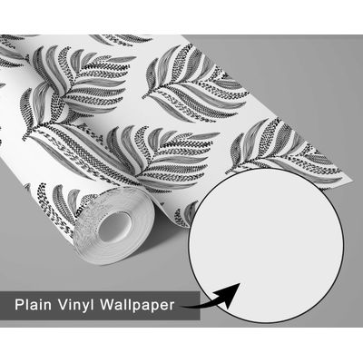 Papel de Parede Autoadesivo com Samambaias, Vinil Impermeável Cinza, Removível, para Inquilinos, Quarto/Sala de Jantar - S4Sassy 63,5 cm (L) × 152,4 cm (C) / Cinza - Vinil Liso