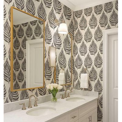 Papel de Parede Autoadesivo com Samambaias, Vinil Impermeável Cinza, Removível, para Inquilinos, Quarto/Sala de Jantar - S4Sassy 63,5 cm (L) × 152,4 cm (C) / Cinza - Vinil Liso