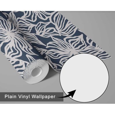 Contact Autoadesivo Removível Azul Contemporâneo, Rolo Vinil Impermeável com Estampa Floral Linear para Paredes, Armários e Cômoda - S4sassy 63,5 cm (L) × 914,4 cm (C) / Azul - Vinil Texturizado