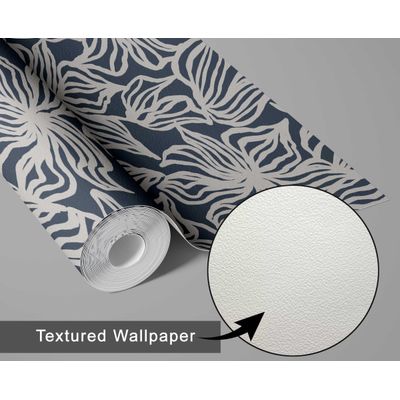 Contact Autoadesivo Removível Azul Contemporâneo, Rolo Vinil Impermeável com Estampa Floral Linear para Paredes, Armários e Cômoda - S4sassy 63,5 cm (L) × 914,4 cm (C) / Azul - Vinil Texturizado