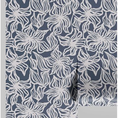 Contact Autoadesivo Removível Azul Contemporâneo, Rolo Vinil Impermeável com Estampa Floral Linear para Paredes, Armários e Cômoda - S4sassy 63,5 cm (L) × 914,4 cm (C) / Azul - Vinil Texturizado